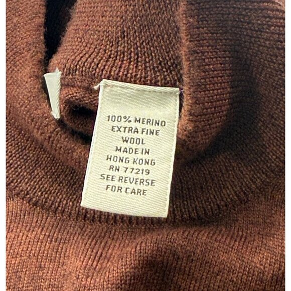 Pronto Uomo Men's Extra Fine Merino Wool Sweater Brown Pullover Mock Neck Size L - Picture 7 of 9